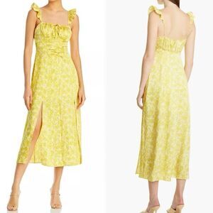 Cinq a Sept Milicent Maxi Yellow Dress Floral Print Size 2